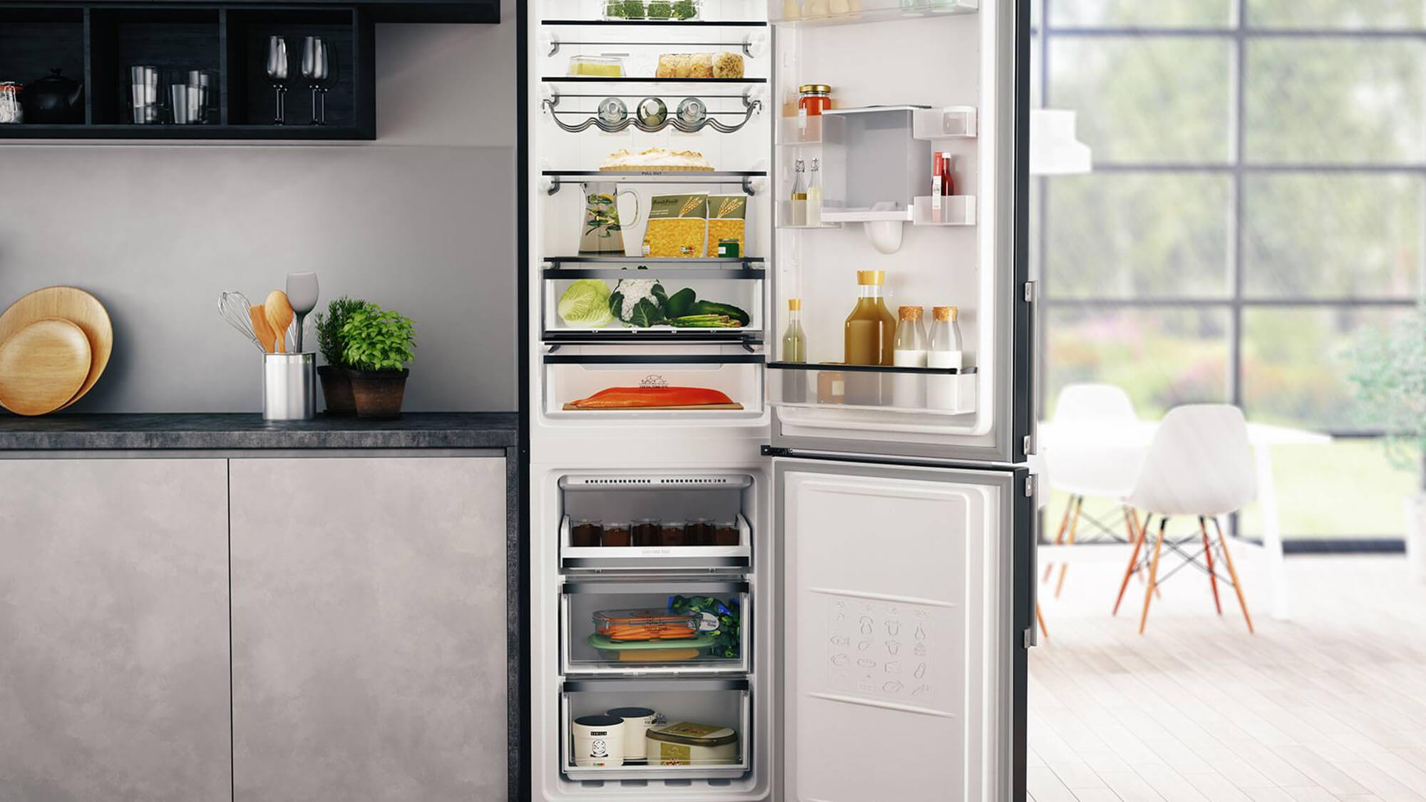 Small Tall Free-Standing Fridge/Freezer Cabinet Without Recess For