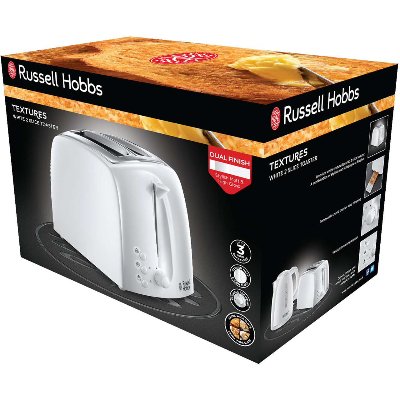 Russell Hobbs 21641 Textures 2 Slice Toaster Black eBay