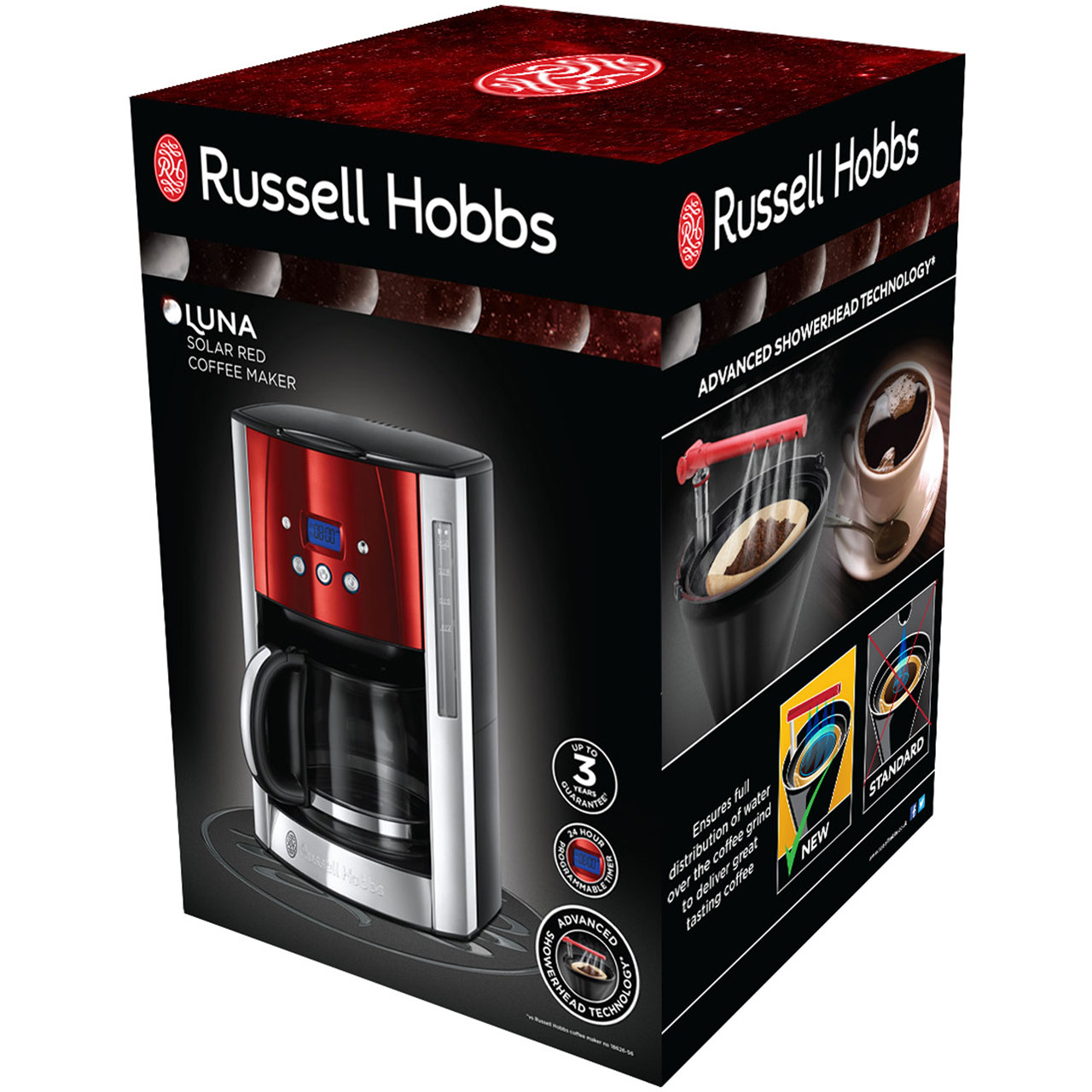 Russell Hobbs 23240 Luna Filter Coffee Machine with Timer Red New from