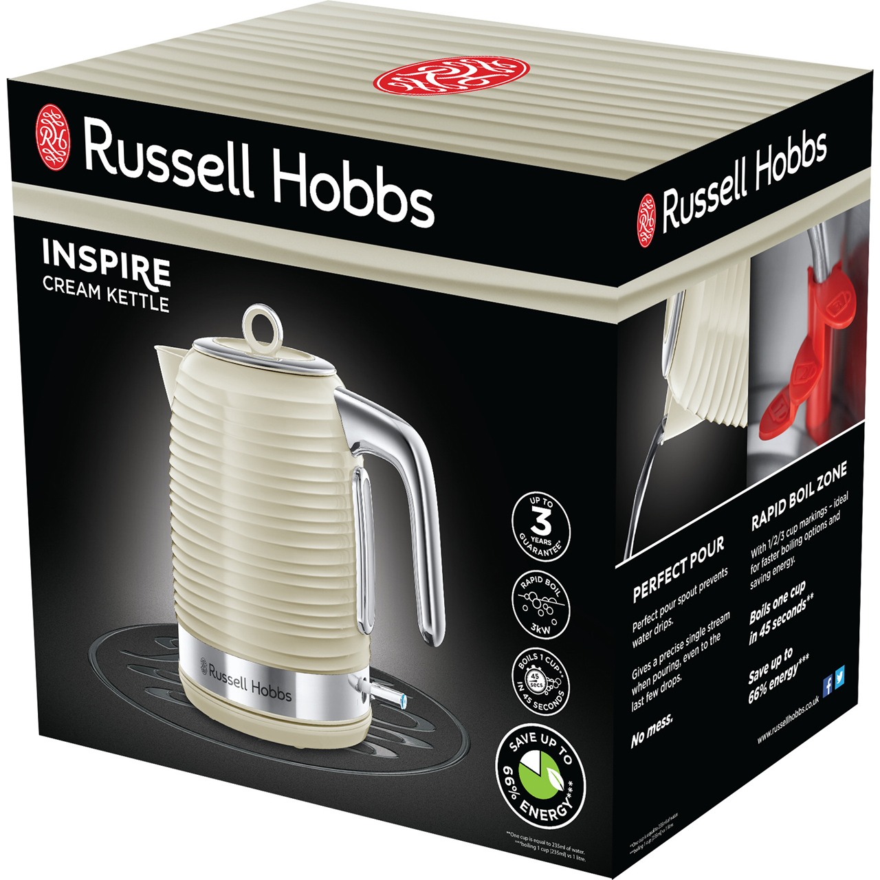 24364 | Russell Hobbs Kettle | Cream Russell Hobbs 24364 Inspire Electric