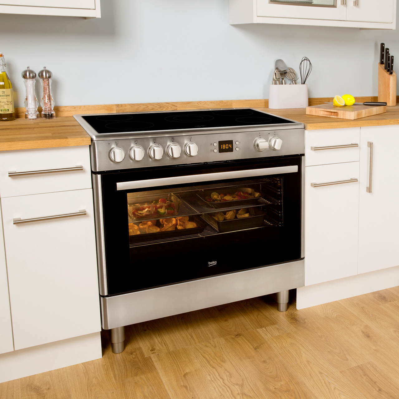 Beko BHSC90X 90cm 5 Burners B Electric Range Cooker Stainless Steel 