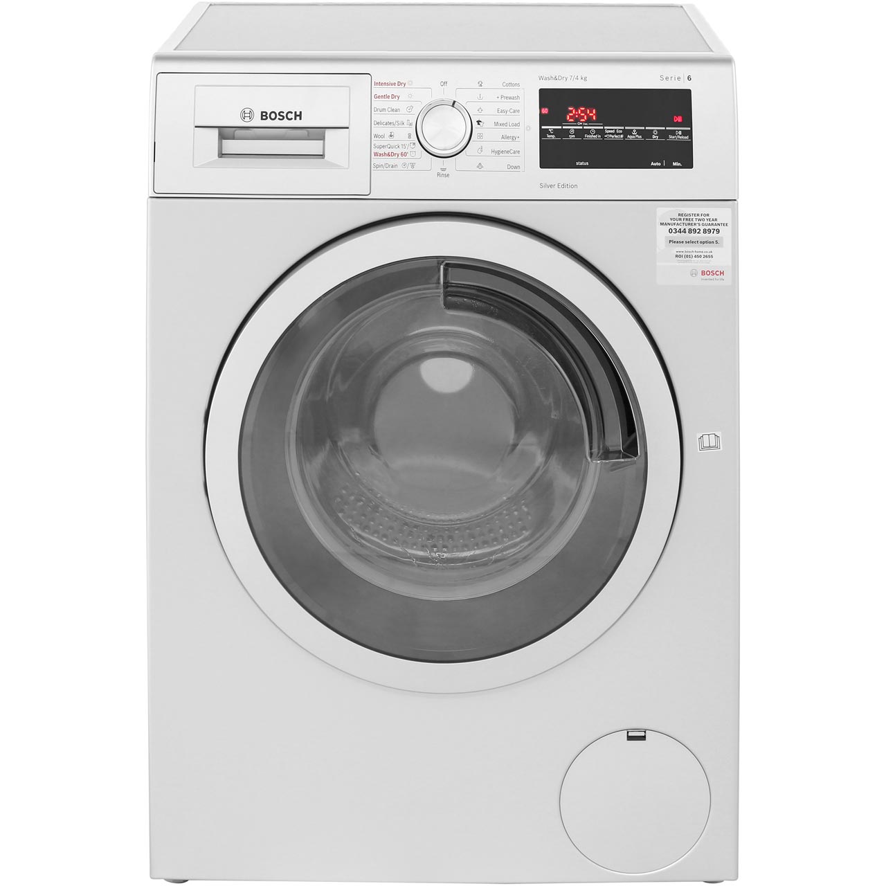Wvg3047sgb Si Bosch Serie 6 Washer Dryer Silver Ao Com