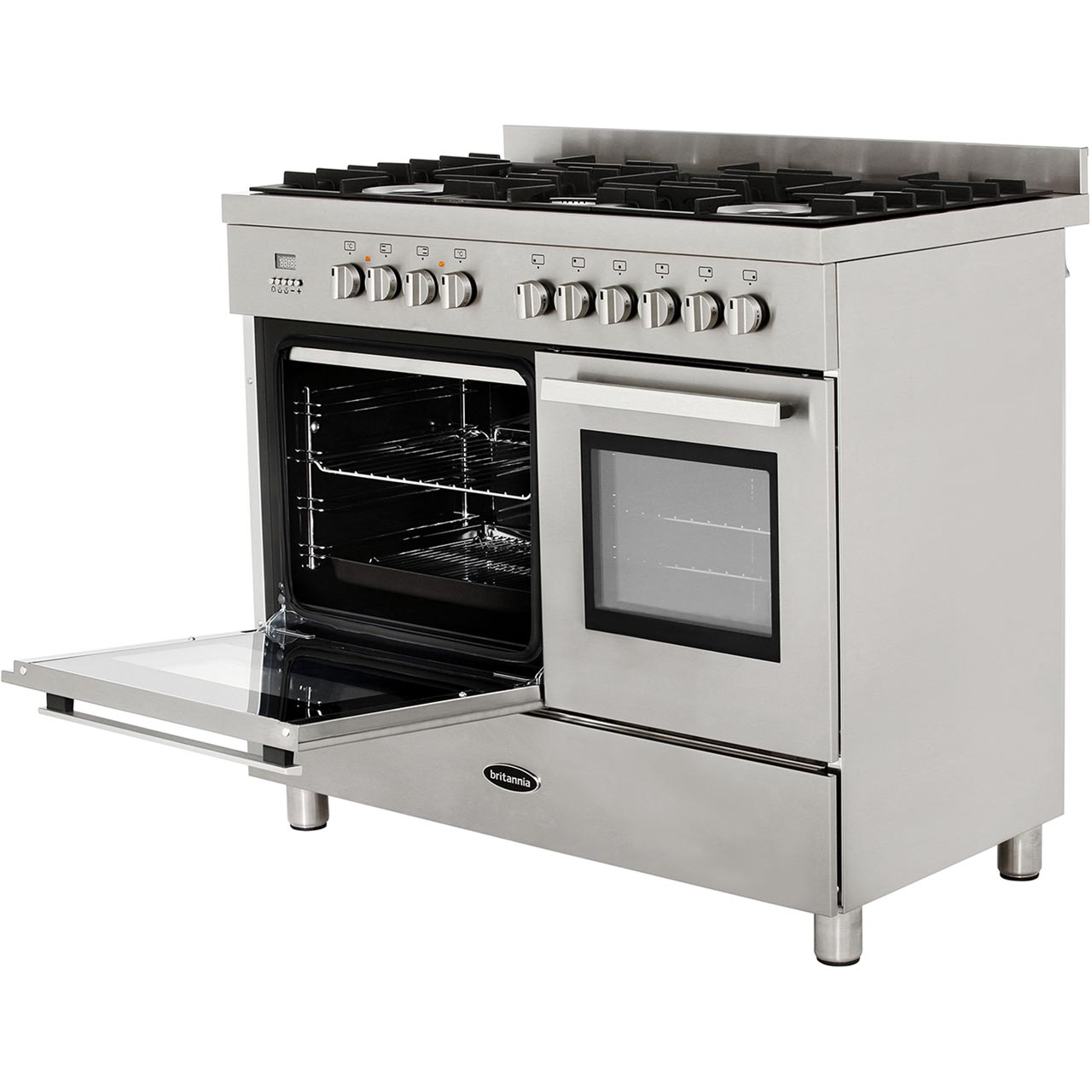Britannia 544446307 Stanza 100cm 6 Burners A/A Dual Fuel Range Cooker Black eBay