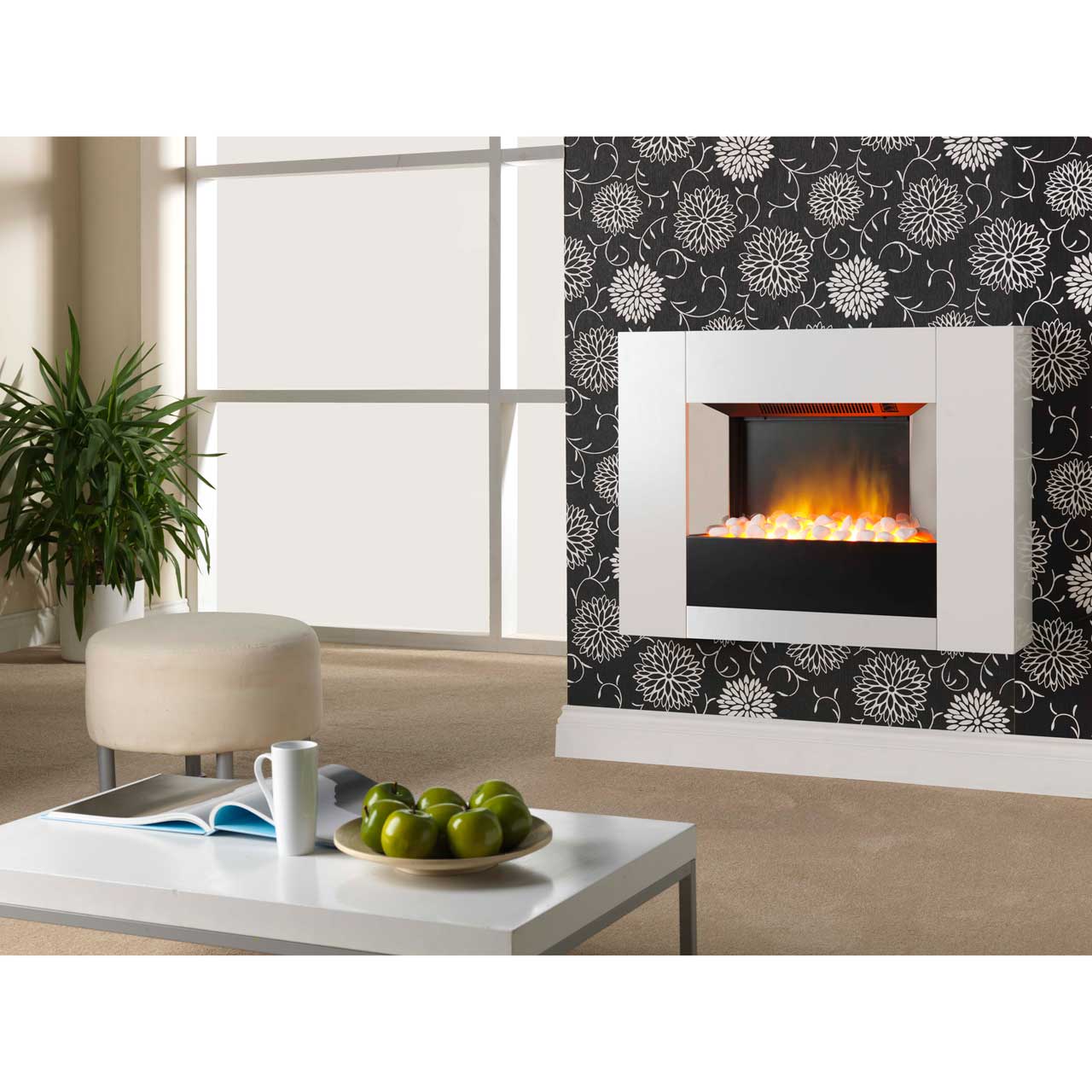 Dimplex CLS20 Chesil Pebble Bed Freestanding Electric Fire Gloss White