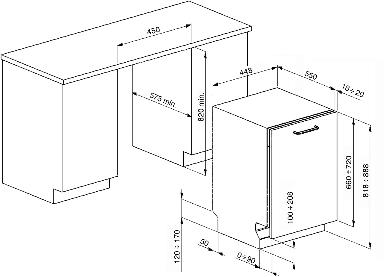 Smeg Di410AE A+ Fully Integrated Dishwasher Slimline 45cm 10 Place
