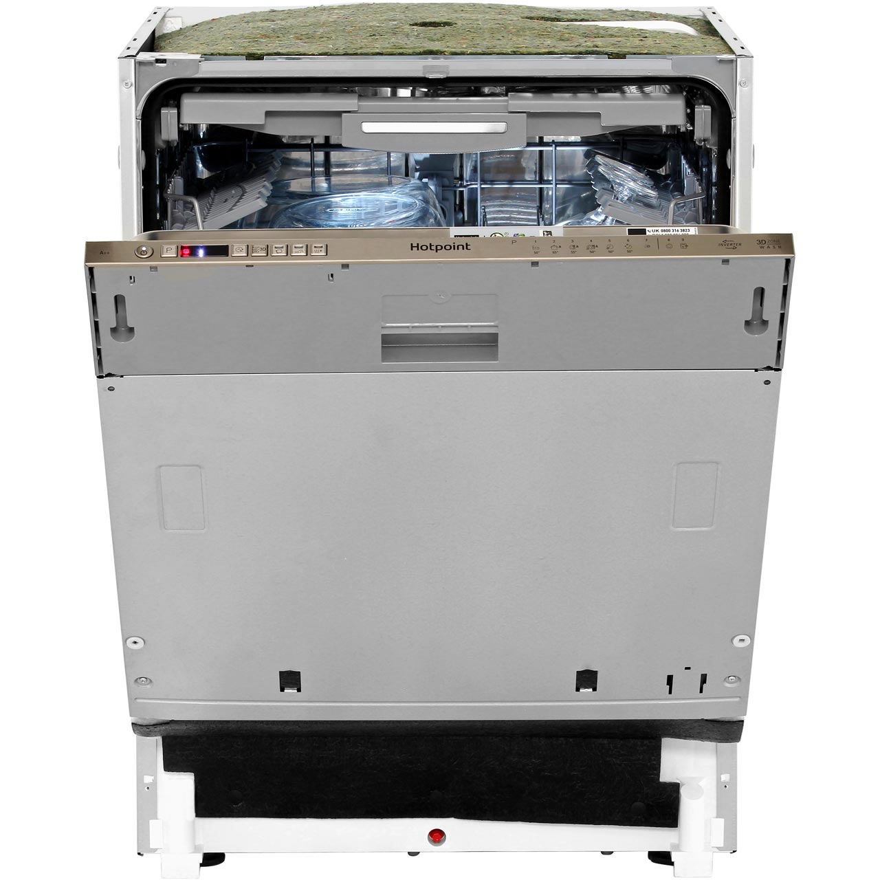 Hotpoint HIO3T232WGE Fully Integrated Standard Dishwasher Stainless Steel Control Panel with Fixed Door Fixing Kit