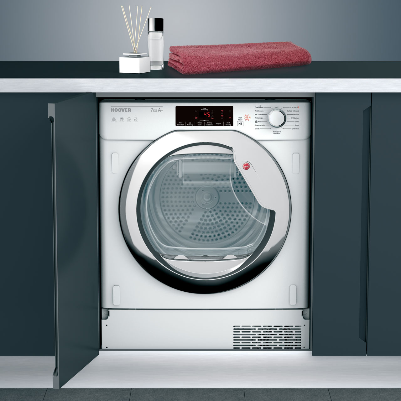 Hoover HTDBWH7A1TCE Integrated Wifi Connected 7Kg Heat Pump Tumble