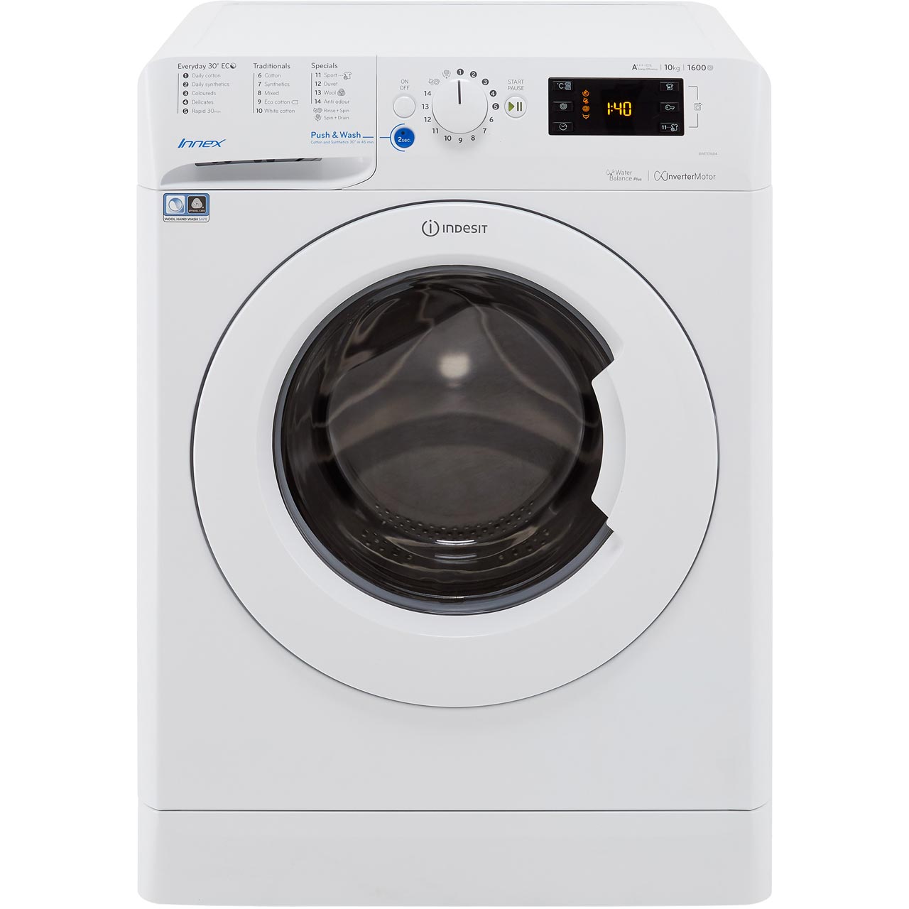 Indesit BWE101684XWUK Innex A+++ Rated 10Kg 1600 RPM Washing Machine ...