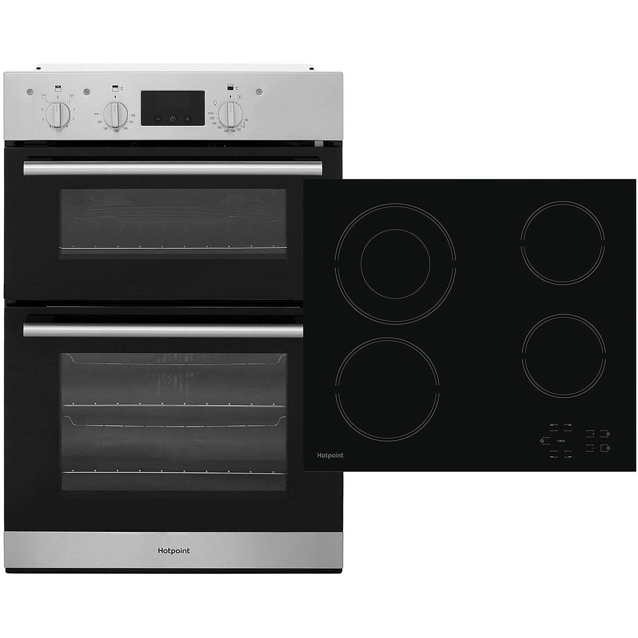Hotpoint K002970 Built In 60cm A/A Electric Double Oven Oven & Hob Pack