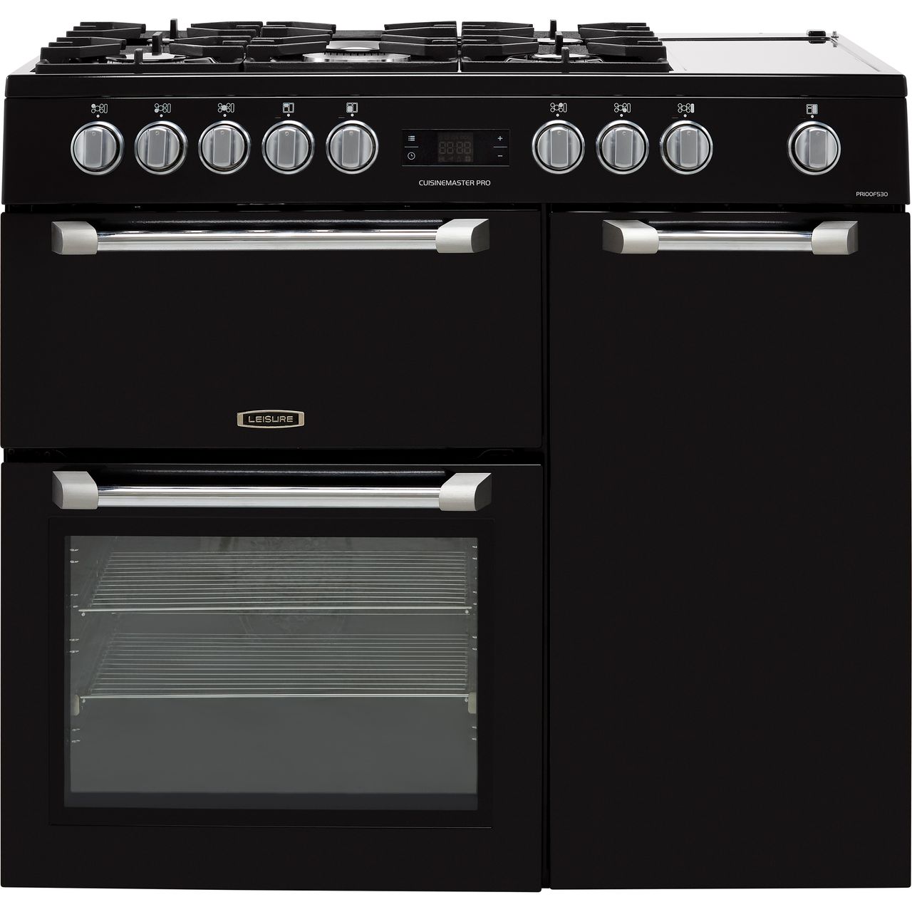 Leisure Pr100f530k 100cm 5 Burners A A A Dual Fuel Range Cooker Black 