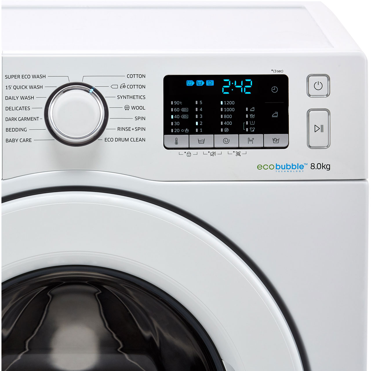 Samsung WW80J5355MW ecobubble™ A+++ Rated 8Kg 1200 RPM Washing Machine ...