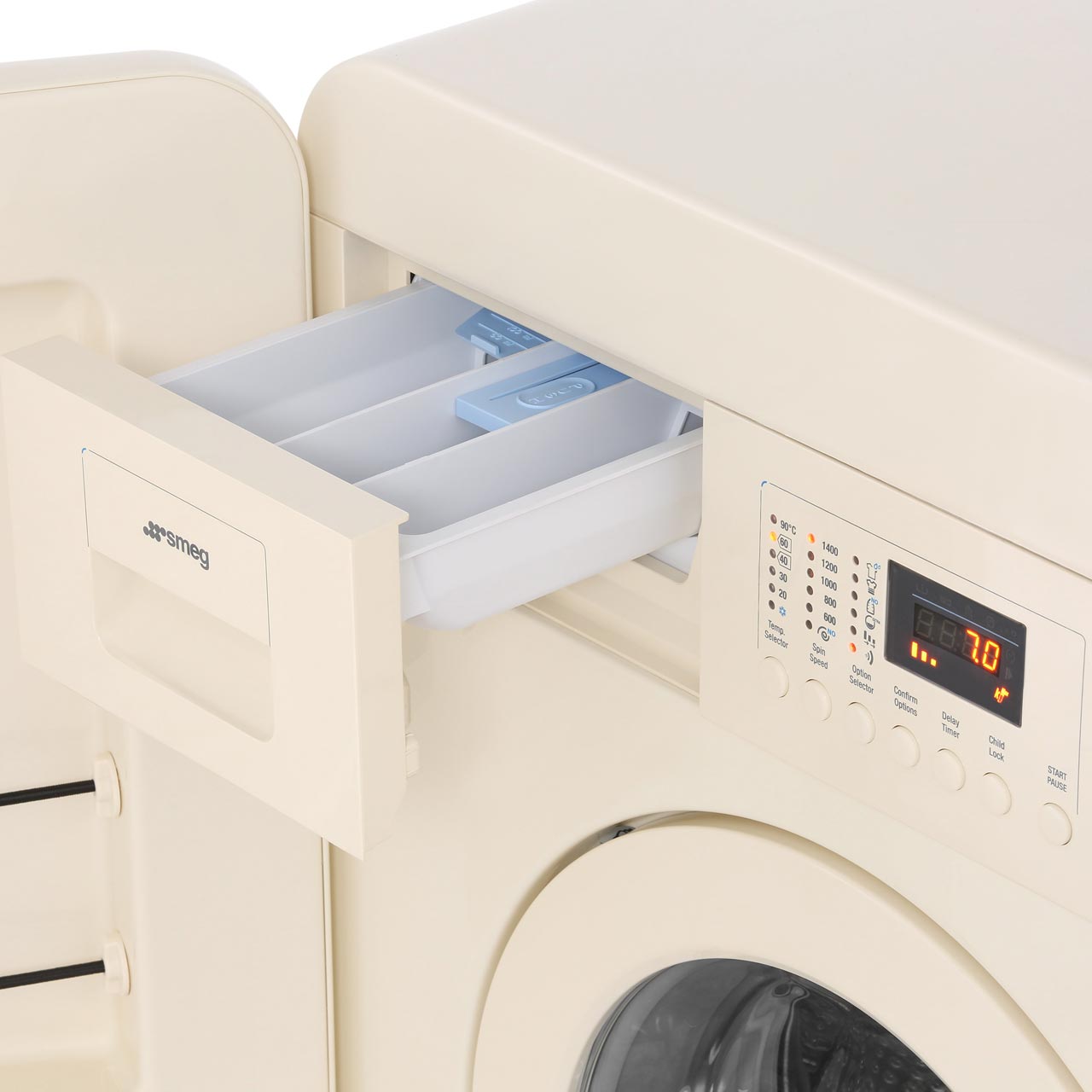 Smeg WMFABCR2 50's Retro A++ Rated 7Kg 1400 RPM Washing Machine Cream