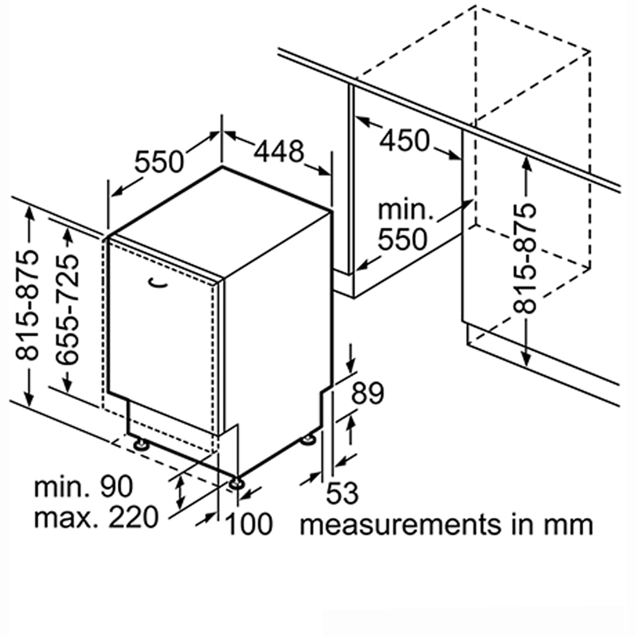 siemens dishwasher size