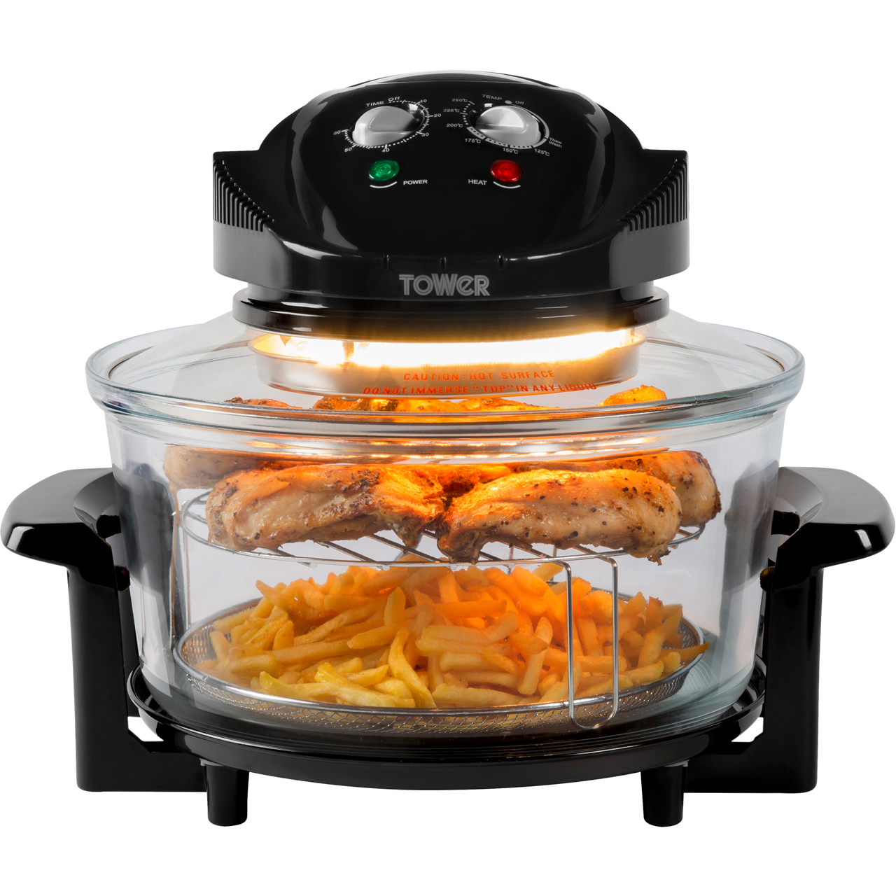 Tower T14001 Halogen Low Fat Fryer Health Fryer 1300 Watt Black