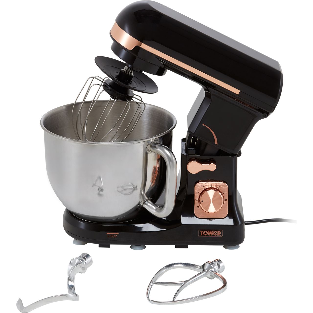 Tower T12033RG Stand Mixer with 5 Litre Bowl - Black / Rose Gold
