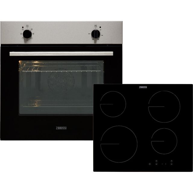 Zanussi ZPV2000BXA Built In Electric Single Oven and Ceramic Hob Pack - Stainless Steel / Black - A Rated