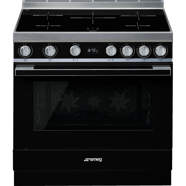 Smeg Portofino CPF9iPBL 90cm Electric Range Cooker with Induction Hob - Black - A+ Rated