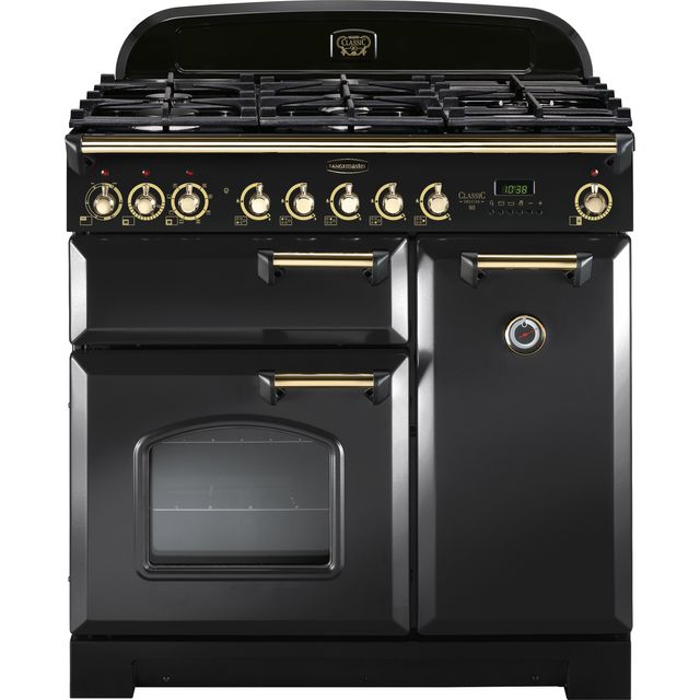 Rangemaster CDL90DFFCB/B Classic Deluxe 90cm Dual Fuel Range Cooker - Charcoal Black / Brass - CDL90DFFCB/B_CHB - 1