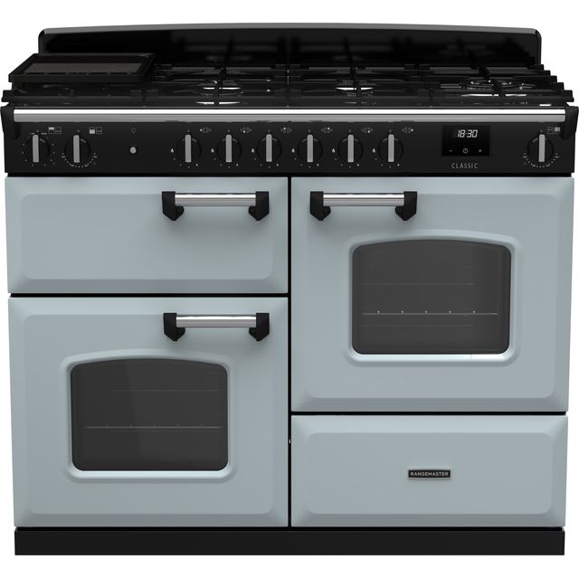 Rangemaster Classic OC Free Standing Range Cooker in Misty Blue / Chrome