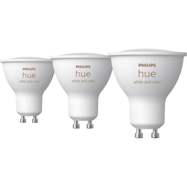 Philips Hue White and Colour Ambience GU10 Smart Bulb - 3 Pack - White