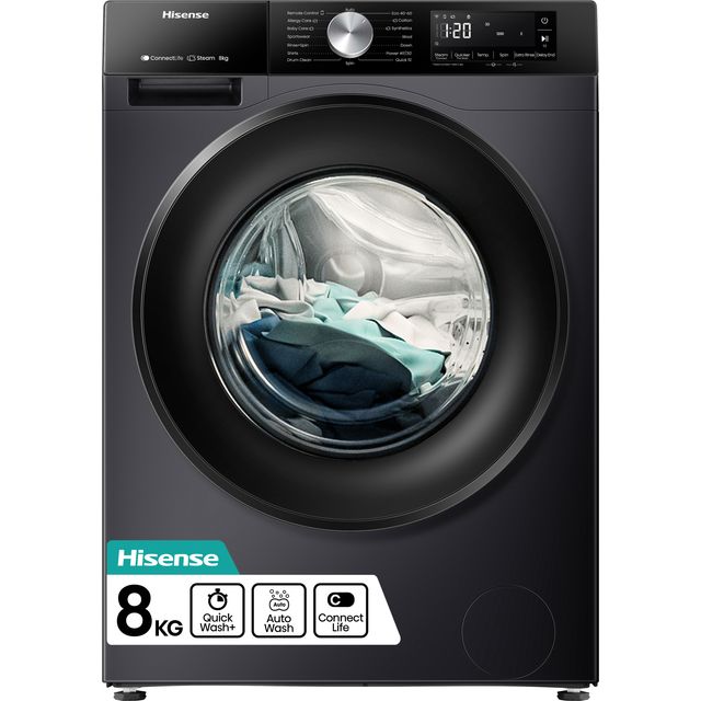 Hisense 3S Series WF3S8043BB3 8kg WiFi Connected Washing Machine with 1400 rpm - Black - A Rated