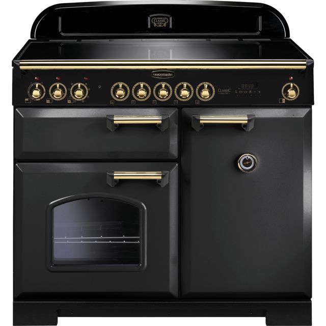 Rangemaster CDL100EICB/B Classic Deluxe 100cm Electric Range Cooker - Charcoal Black / Brass - CDL100EICB/B_CHB - 1