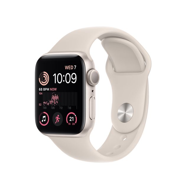 Apple Watch SE, 40mm, GPS [2022] - Starlight Aluminium Case with Starlight Sport Band - Regular