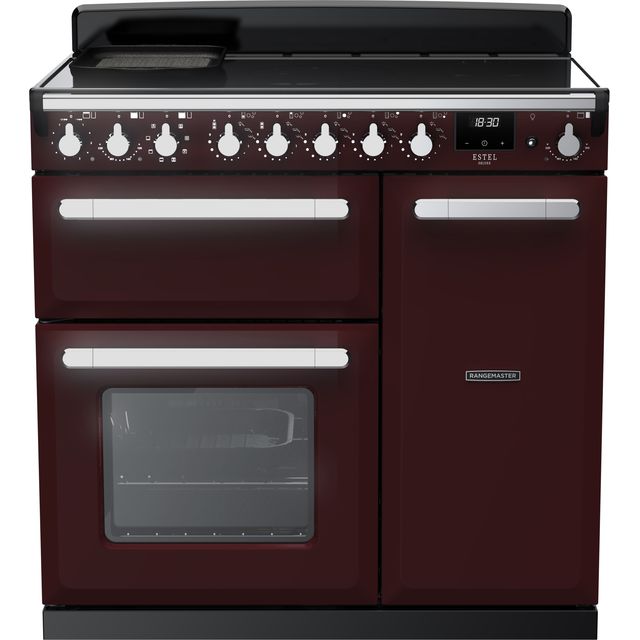 Rangemaster Edge Deluxe Free Standing Range Cooker in Bordeaux / Chrome