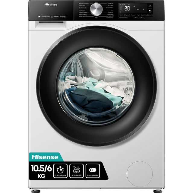 Hisense 3S Series WD3S1043BW3 Wifi Connected 10.5Kg / 6Kg Washer Dryer with 1400 rpm - White - D Rated [Wash&Dry], A Rated [Wash Only]