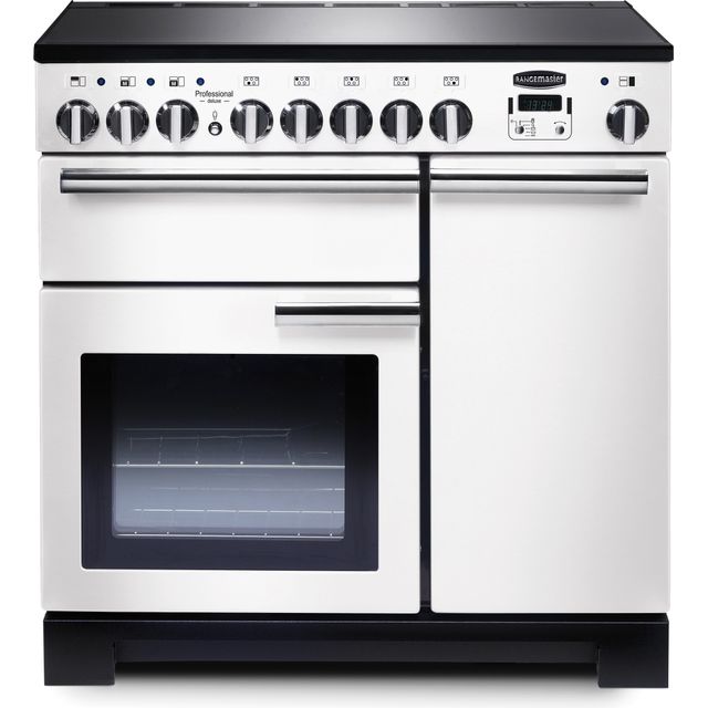 Rangemaster PDL90EIWH/C Professional Deluxe 90cm Electric Range Cooker - White / Chrome - PDL90EIWH/C_WH - 1