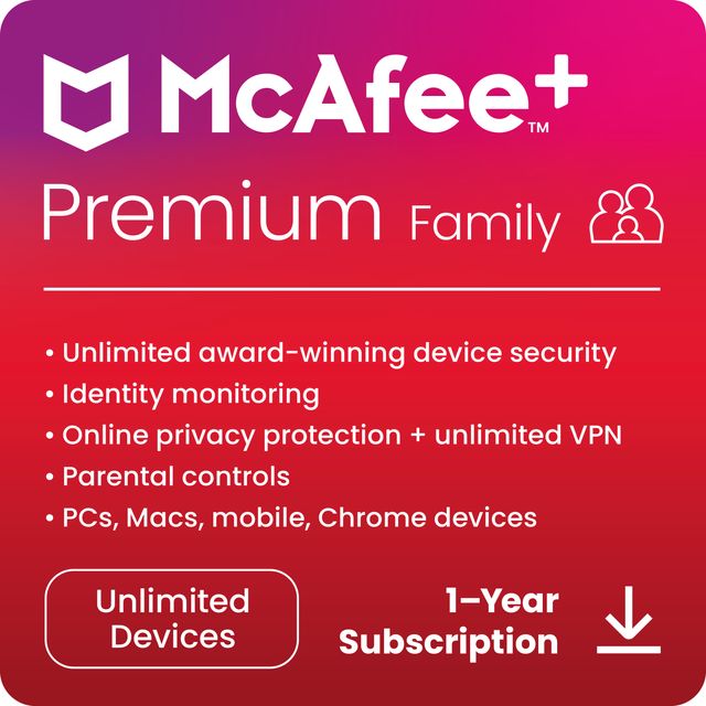 McAfee Premium - Family Digital Download for Unlimited Devices, 1 Year Subscription