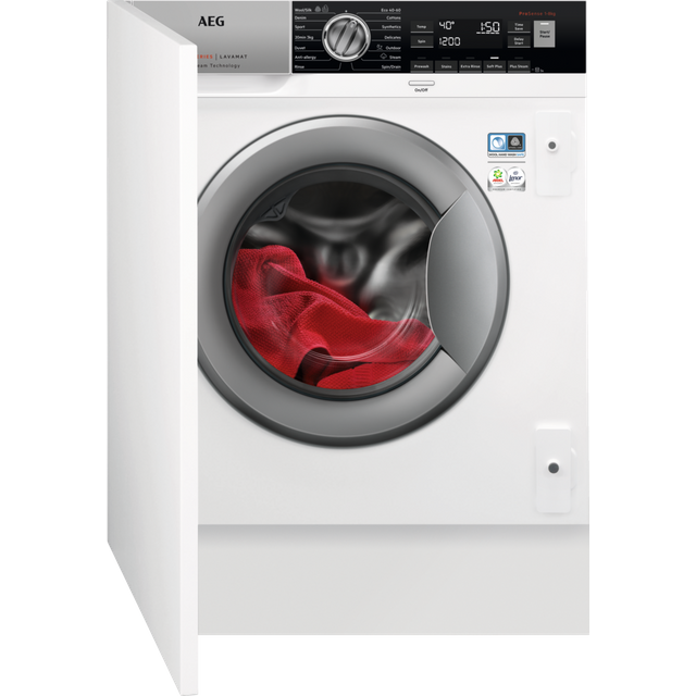 AEG ProSteam Technology L7FC8432BI Integrated 8Kg Washing Machine with 1400 rpm - White - D Rated