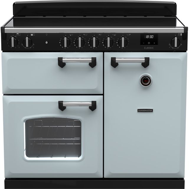 Rangemaster Classic Free Standing Range Cooker in Misty Blue / Chrome