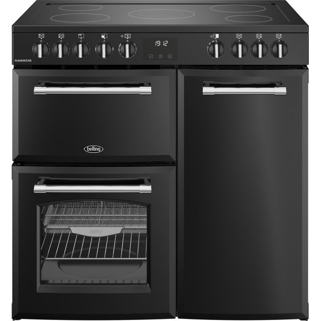 Belling Farmhouse 90E 90cm Electric Range Cooker with Ceramic Hob - Black - A/A Rated