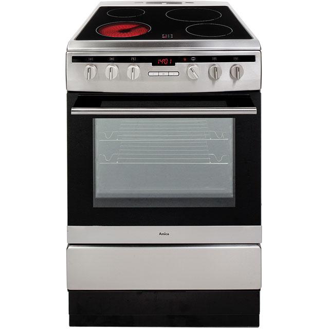 Amica 608CE2TAXX Electric Cooker with Ceramic Hob Stainless Steel A