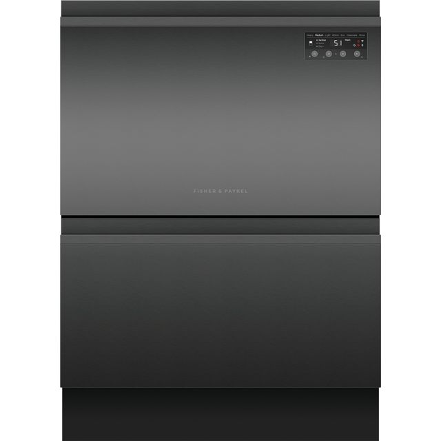 Fisher & Paykel Series 7 Double DishDrawer DD60D2HNB9 Wifi Connected Fully Integrated Standard Dishwasher - Black Control Panel - E Rated