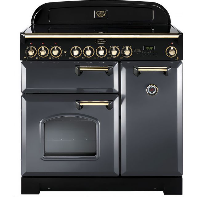 Rangemaster CDL90ECSL/B Classic Deluxe 90cm Electric Range Cooker - Slate Grey / Brass - CDL90ECSL/B_SL - 1