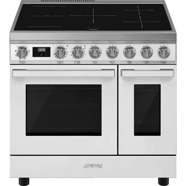 Smeg Portofino CPF92IMWH 90cm Electric Range Cooker with Induction Hob - White - A/A Rated