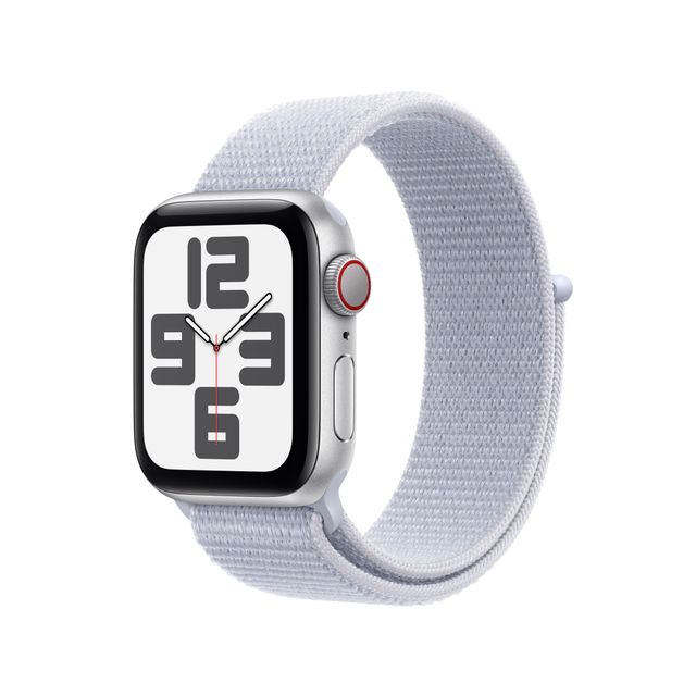 Apple Watch SE (2nd Gen), 40mm, Silver Aluminium Case, GPS + Cellular [2024] - Blue Cloud Sport Loop