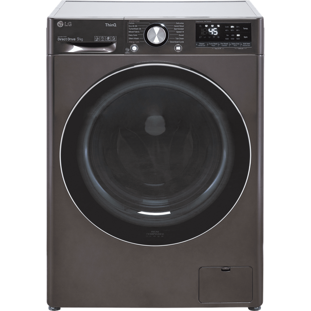 LG V9 F4V909BTSE 9Kg Washing Machine with 1400 rpm - Steel Black - A Rated
