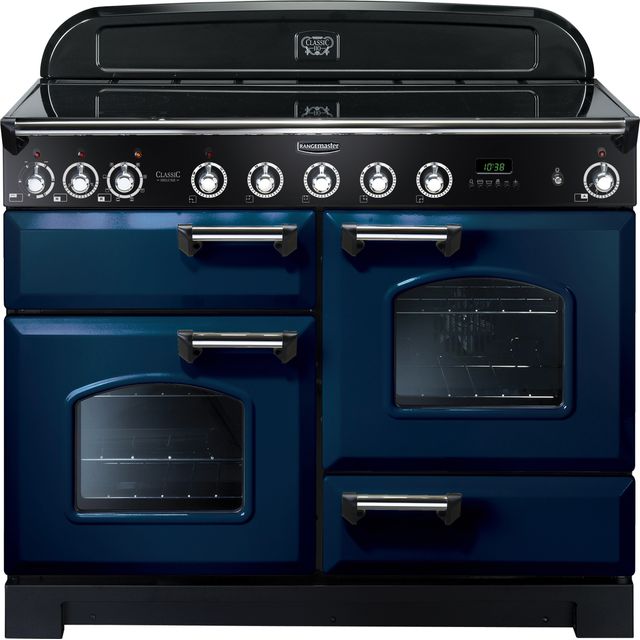 Rangemaster Classic Deluxe CDL110EIRB/C 110cm Electric Range Cooker with Induction Hob - Regal Blue / Chrome - A/A Rated