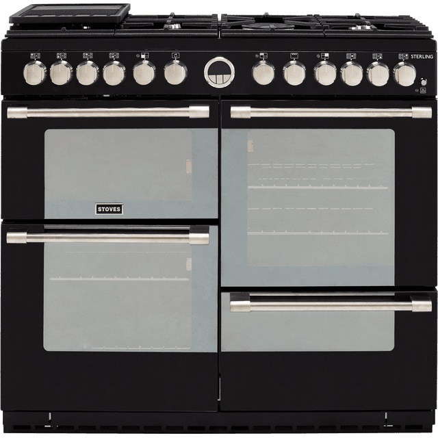 Stoves Sterling S1000DF 100cm Dual Fuel Range Cooker - Black - A/A/A Rated