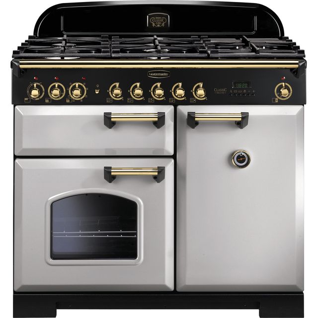 Rangemaster CDL100DFFRP/B Classic Deluxe 100cm Dual Fuel Range Cooker - Royal Pearl / Brass - CDL100DFFRP/B_RPB - 1