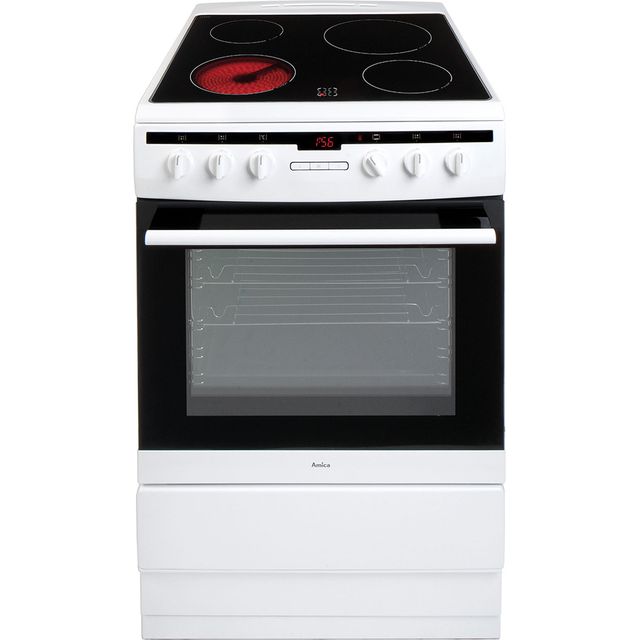 Amica 608CE2TAW 60cm Electric Cooker with Ceramic Hob - White - A Rated