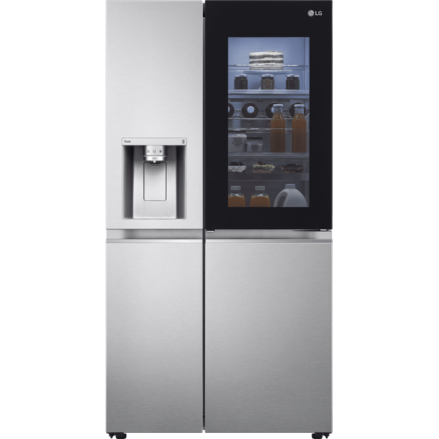 LG InstaView™ ThinQ™ GSXV90BSAE Wifi Connected Plumbed Total No Frost American Fridge Freezer - Stainless Steel