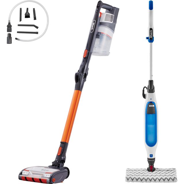 Shark IZ201S6001UK Cordless Vacuum, Steam Mop & Car Cleaning Kit Bundle - Orange