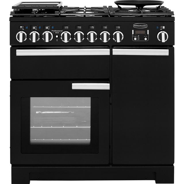 Rangemaster PDL90DFFGB/C Professional Deluxe 90cm Dual Fuel Range Cooker - Black - PDL90DFFGB/C_BK - 1