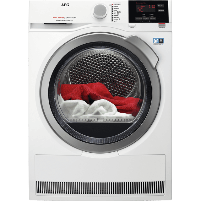AEG AbsoluteCare Technology T8DBG942R 9Kg Heat Pump Tumble Dryer - White - A++ Rated