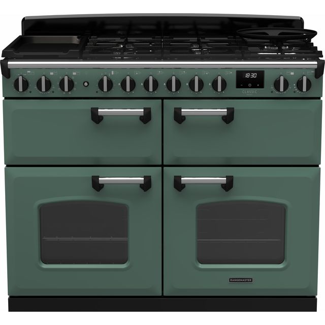 Rangemaster Free Standing Range Cooker in Green / Chrome