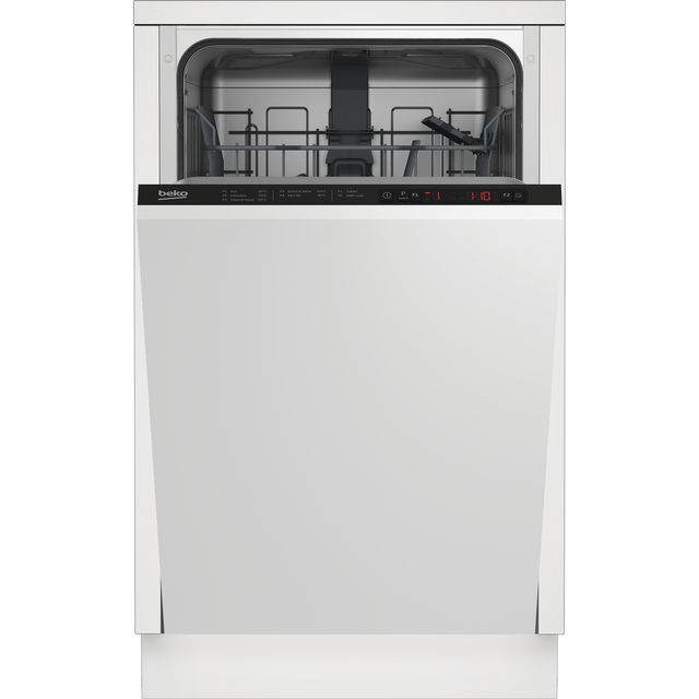 Beko DIS15022 Fully Integrated Slimline Dishwasher - Black Control Panel with Fixed Door Fixing Kit - E Rated